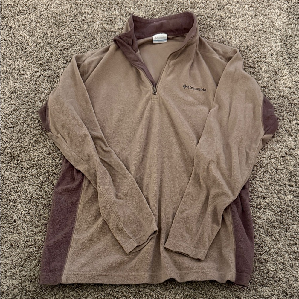Columbia Tan and Brown Quarter-Zip Fleece